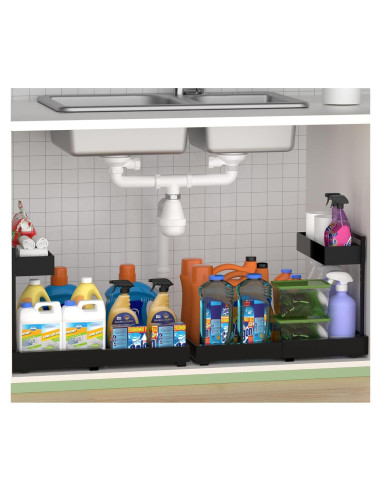 Organizador Bajo Fregadero Alldrmtrue Expandible 2 Niveles Negro