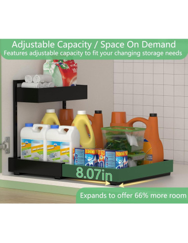 Organizador Bajo Fregadero Alldrmtrue Expandible 2 Niveles Negro