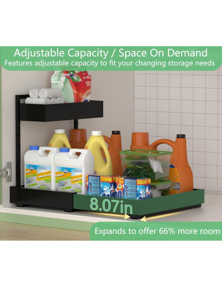 Organizador Bajo Fregadero Alldrmtrue Expandible 2 Niveles Negro