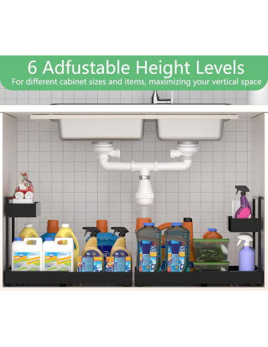 Organizador Bajo Fregadero Alldrmtrue Expandible 2 Niveles Negro