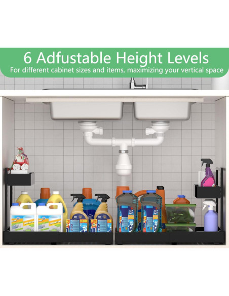 Organizador Bajo Fregadero Alldrmtrue Expandible 2 Niveles Negro