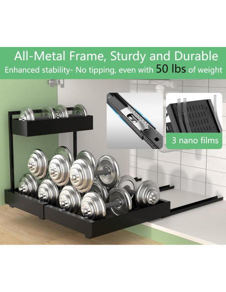 Organizador Bajo Fregadero Alldrmtrue Expandible 2 Niveles Negro