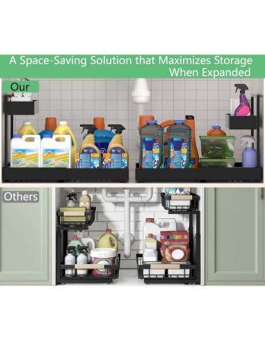 Organizador Bajo Fregadero Alldrmtrue Expandible 2 Niveles Negro