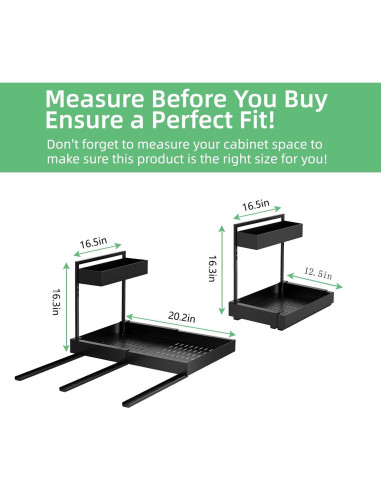 Organizador Bajo Fregadero Alldrmtrue Expandible 2 Niveles Negro