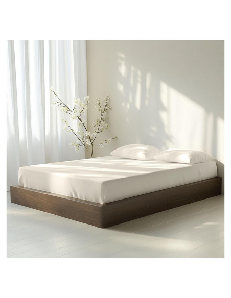 Sábana Ajustable NATUREFIELD King 100% Rayón Bambú Marfil