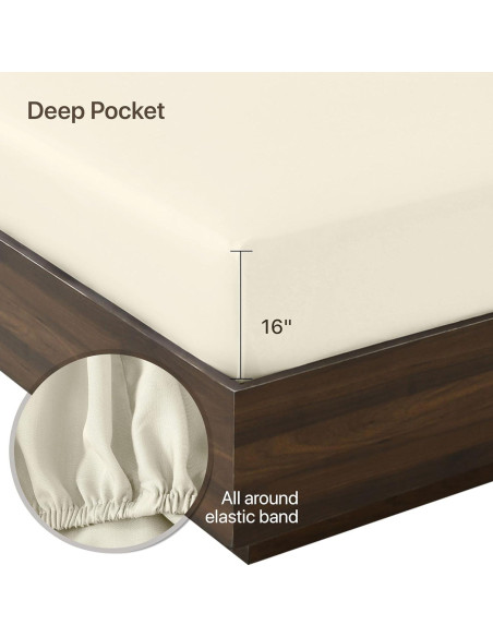 Sábana Ajustable NATUREFIELD King 100% Rayón Bambú Marfil