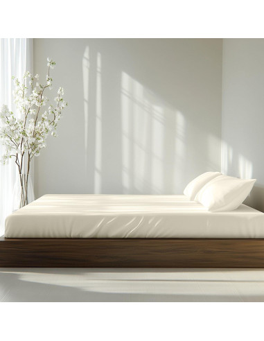 Sábana Ajustable NATUREFIELD King 100% Rayón Bambú Marfil