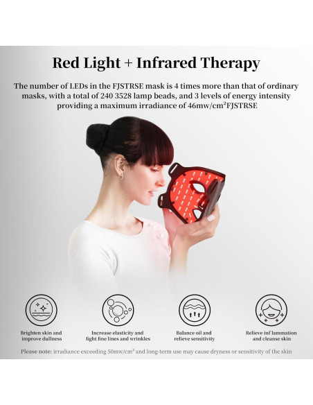 Máscara Facial LED Terapia de Luz FJSTRSE 240 Perlas 850nm