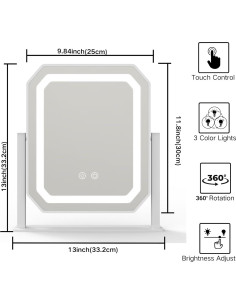 Espejo de Maquillaje Iluminado IBRIGHTSO 30.48cm 5X Táctil 2
