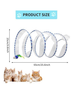 Túnel Plegable para Gatos Andiker Amarillo 54.5 cm con Juguetes 2