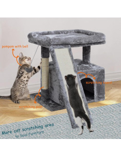 Árbol para Gatos SIYIPURR Torre con Poste y Cama 41x31x45.7cm 2