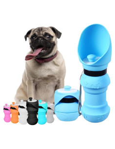 Botella de Agua Plegable para Perros Hiksuky 550ml Azul