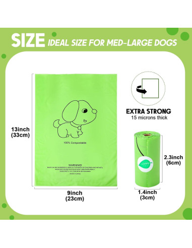 Bolsas Compostables para Perros Fullhawl 360 Unidades 23x33cm