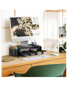 Soporte para Monitor Simple Houseware con Cajón Extraíble Negro 2