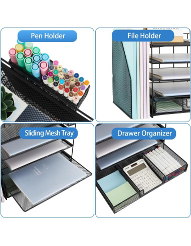 Organizador de Escritorio Gugsey 5 Niveles Metal Negro