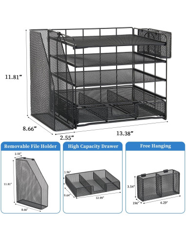 Organizador de Escritorio Gugsey 5 Niveles Metal Negro