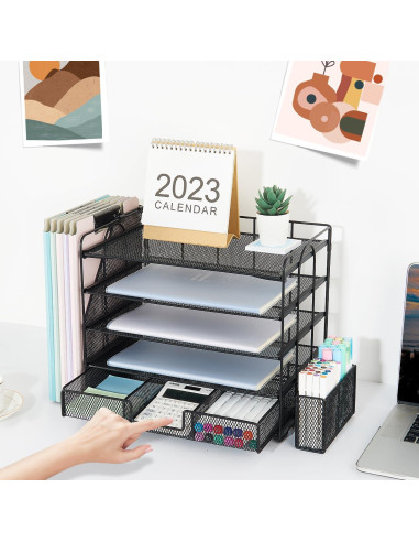 Organizador de Escritorio Gugsey 5 Niveles Metal Negro