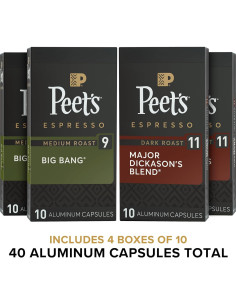 Cápsulas de Espresso Peet's Coffee - 40 Cajas Compatibles Nespresso 2