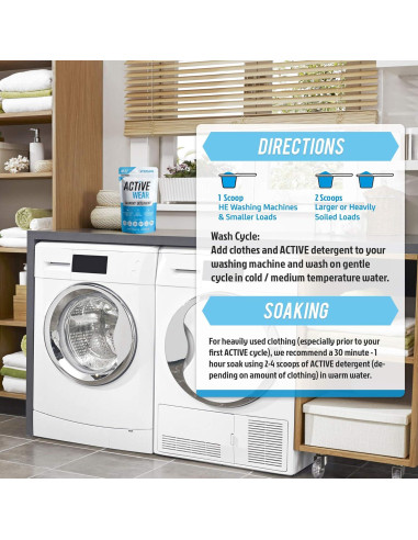 Detergente en Polvo ACTIVE para Ropa de Ejercicio 90 Cargas