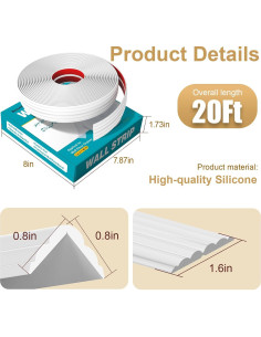 Protector de Esquina Autoadhesivo Evomun 6.1m Blanco Silicona 2