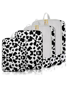 4 Cubos de Empaque BHAHB para Viaje - Diseño Vaca Blanco y Negro