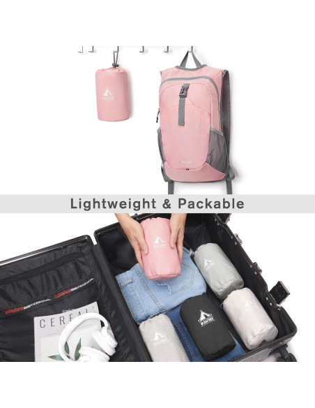 Mochila de Senderismo Plegable G4Free 12L Rosa Ligera