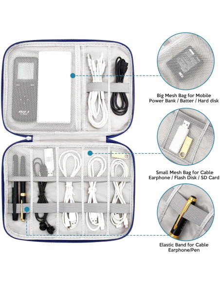 Organizador de Cables Electrónicos YOUBDM Azul Marino 27.8x20cm