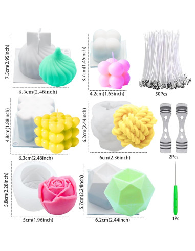 Juego de Moldes de Silicona para Velas JOJOPLAY 6 Piezas