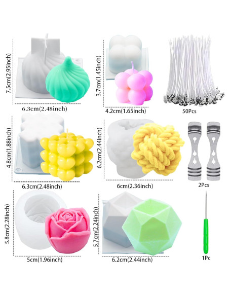 Juego de Moldes de Silicona para Velas JOJOPLAY 6 Piezas