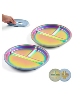 Platos para Bebés Goldusk 23 cm Acero Inoxidable Arcoíris 2pcs