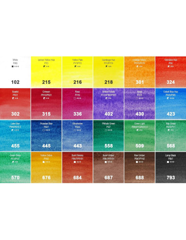 Conjunto de 24 tubos de pintura acuarela PHOENIX 12ml no tóxica