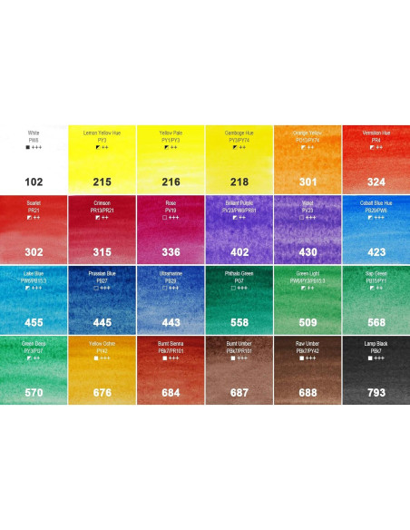 Conjunto de 24 tubos de pintura acuarela PHOENIX 12ml no tóxica Conjunto de 24 tubos de pintura acuarela PHOENIX 12ml no tóxica