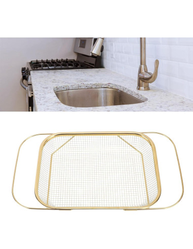 Colador Sobre Fregadero Mumusuki de Acero Inoxidable 46cm Dorado