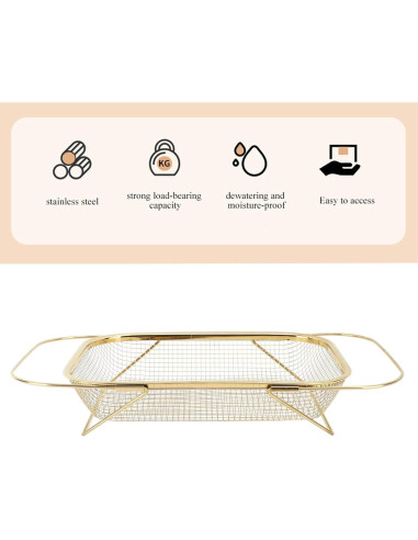 Colador Sobre Fregadero Mumusuki de Acero Inoxidable 46cm Dorado