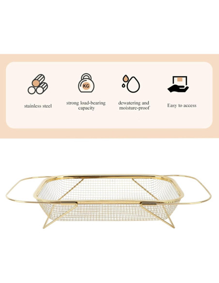 Colador Sobre Fregadero Mumusuki de Acero Inoxidable 46cm Dorado