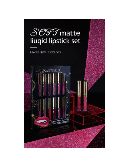 Conjunto de lápiz labial líquido PRALOVIXAE 12 colores mate