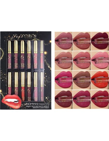 Conjunto de lápiz labial líquido PRALOVIXAE 12 colores mate