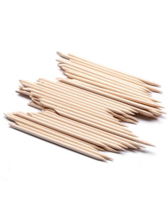 100 Palitos de Madera Naranja Doble Lado para Manicura 2
