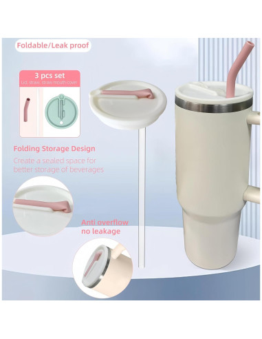 2 Tapas de Silicona para Vaso Stanley Quencher 40oz Beige