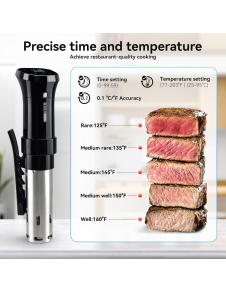 Cocedor Sous Vide ROEDEER 1100W con Pantalla Táctil y Control Preciso