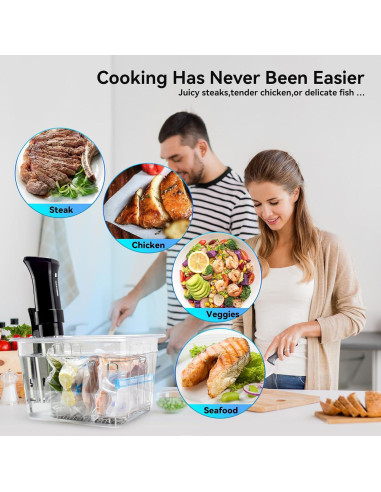 Cocedor Sous Vide ROEDEER 1100W con Pantalla Táctil y Control Preciso