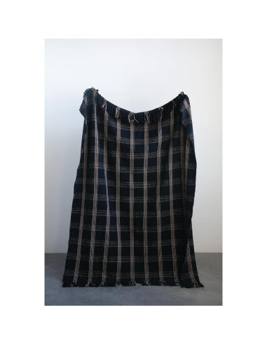 Manta Tejida de Algodón Reclamado con Flecos 152x127 cm