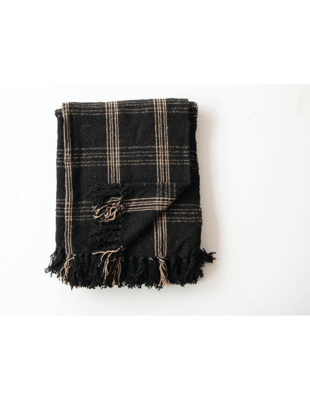 Manta Tejida de Algodón Reclamado con Flecos 152x127 cm