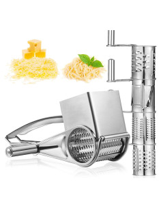 Rallador de Queso Rotatorio Honoson de Acero Inoxidable 4 Tambores