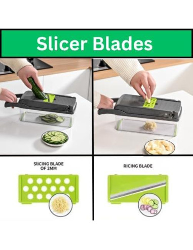 Picadora de Verduras 16-en-1 Ziga, Cortador Multifuncional Manual