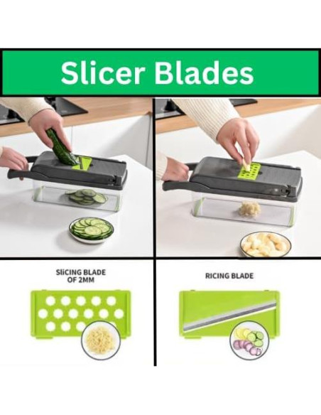 Picadora de Verduras 16-en-1 Ziga, Cortador Multifuncional Manual