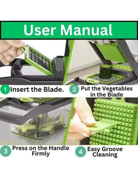 Picadora de Verduras 16-en-1 Ziga, Cortador Multifuncional Manual