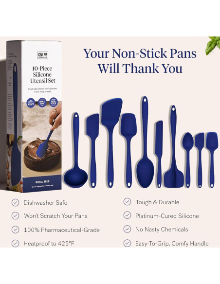 Set de Utensilios de Cocina de Silicona 10 Piezas Consíguelo Bien - Azul Real Set de Utensilios de Cocina de Silicona 10 Piezas Consíguelo Bien - Azul Real