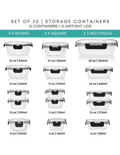 Contenedores de Almacenamiento de Comida de Vidrio Razab 30PC 2