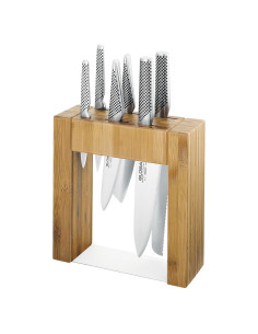 Juego de cuchillos Global de 7 piezas con bloque de bambú